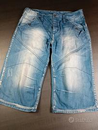 Pantaloncini in Jeans 3/4 a Gamba Larga Uomo L