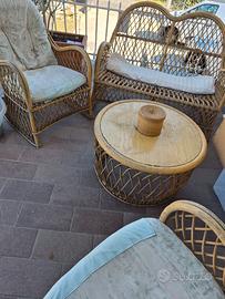 Salottino da esterno in vimini