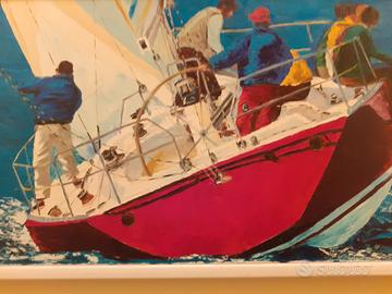 Quadro olio su tela  "barca a vela"