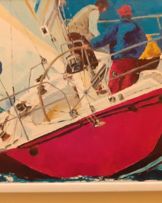 Quadro olio su tela  "barca a vela"