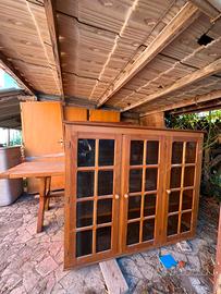 Vetrina da parete e libreria in legno