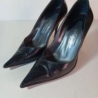 Decolleté nere in pelle tacco 12 38