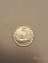 Moneta da 5 lire del 1954