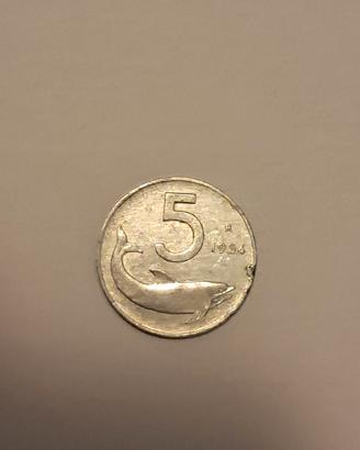 Moneta da 5 lire del 1954