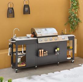 Barbecue a gas 5 fuochi con 1 bruciatore laterale