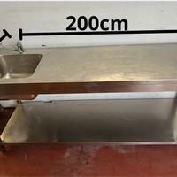 Tavolo inox con lavello 200 cm – professionale