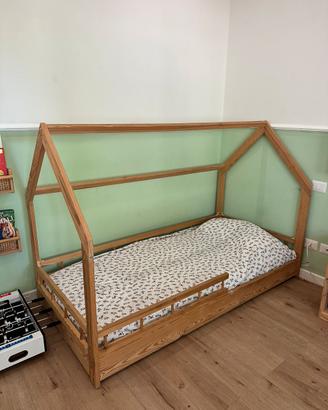 Letto Montessoriano a casetta 200x90 legno natural