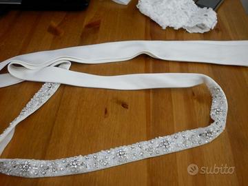 Cintura bianca perle strass sposa e cerimonia