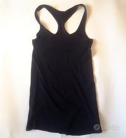 Top maglia canotta lunga colore nero cotone L