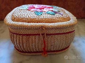Scatola da cucire cinese anni 70 con fiori