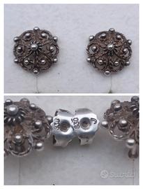 Argento Orecchini Filigrana Sarda Primi del 1900