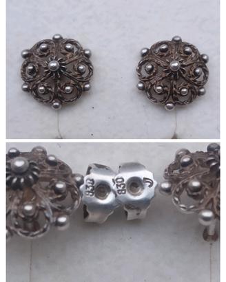 Argento Orecchini Filigrana Sarda Primi del 1900