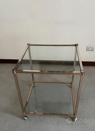 TAVOLINO CON RUOTE BORDI LACCATI ARGENTO