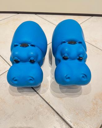 Coppia ippopotamo azzurro Lines 30cm