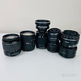 lotto di 8 obbiettivo tra cui Canon, Nikon, sony