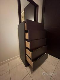 Cassettiera in vero legno + specchio abbinato