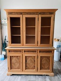 Imponente Vetrina Doppia in Legno Intarsiato