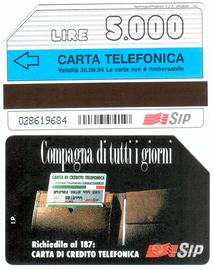 Carta Telefonica SIP da 5.000 e 10.000 lire