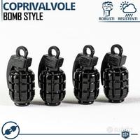 4 Tappi COPRIVALVOLE Auto Moto Neri "Bomba a Mano