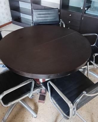 tavolo rotondo allungab. in rovere nuovo + 5 sedie
