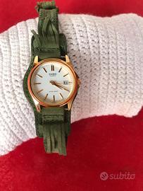 orologio  vintage casio con cinturino pelle 