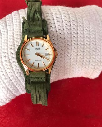 orologio  vintage casio con cinturino pelle 
