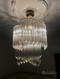 Lampadario vintage anni 60/70 in vetro