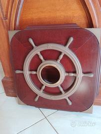 Scultura Antica Nautica Timone Mogano Bronzo
