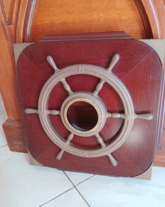 Scultura Antica Nautica Timone Mogano Bronzo