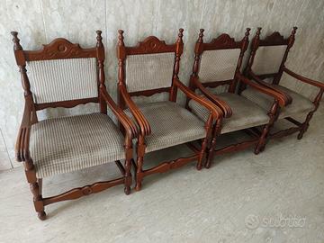 4 poltrone anni 60 in legno 