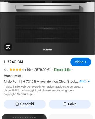 Forno combinato microonde miele H7240BM inox nuovo