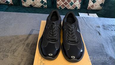Sneakers nere vernice e rete, Made in Italy