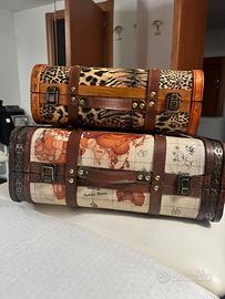 Set 2 valigette vintage decorative – stile viaggio