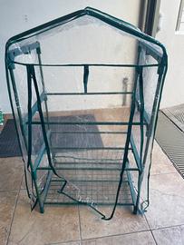 Mini serra 3 ripiani  in metallo +telo trasparente