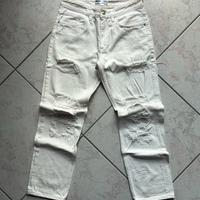 Jeans BERSHKA Straight Bianchi Strappati Taglia 38