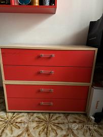Cassettiera rossa 4 cassetti