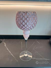 Porta candela a calice in vetro