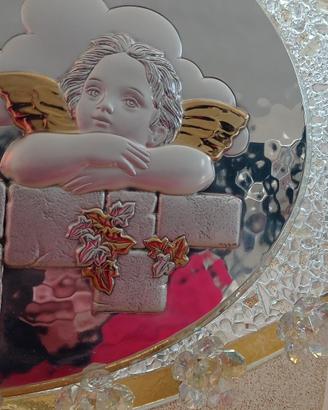 quadro argento e cristallo con angeli