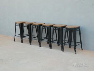 Sei sgabelli stile industriale design Tolix