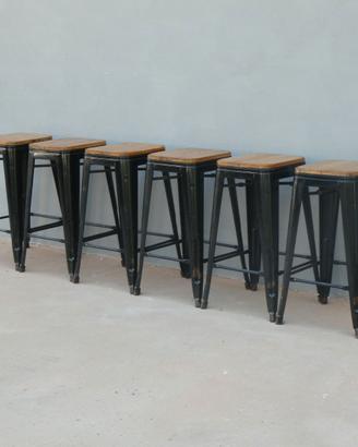 Sei sgabelli stile industriale design Tolix