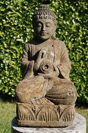 Statua Antica di Buddha in Pietra H65cm