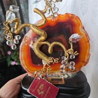 scultura bonsai, pietre e metallo placcato oro 18 