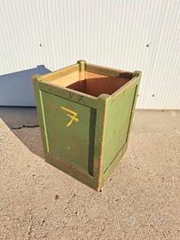 carrello cassone industriale legno anni 60 verde
