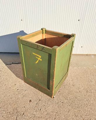 carrello cassone industriale legno anni 60 verde