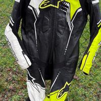 Tuta moto pelle Alpinestars GP plus V2 nero bianco