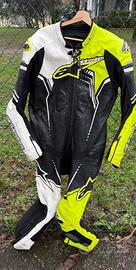 Tuta moto pelle Alpinestars GP plus V2 nero bianco