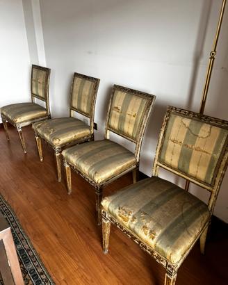4 sedie francesi  Luigi XVI con fodera originale