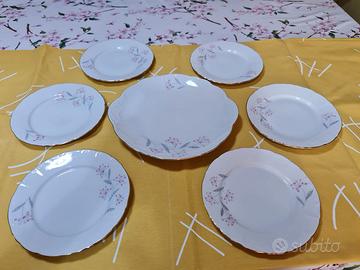 6 piatti antichi dolce/frutta + piatto grande