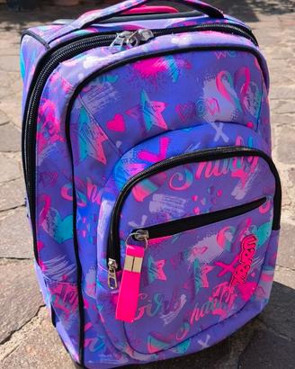 Zaino trolley Seven viola/fucsia con ruote – usato