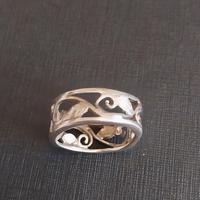 anello argento motivi foglie